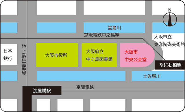 大阪市中央公会堂のアクセスマップ画像